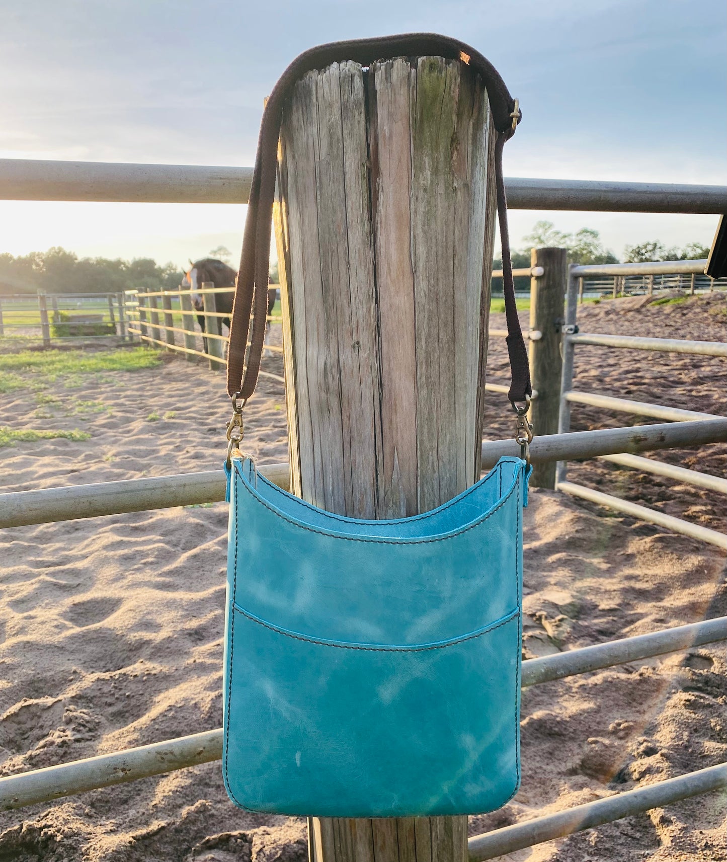 Turquoise Leather Tote