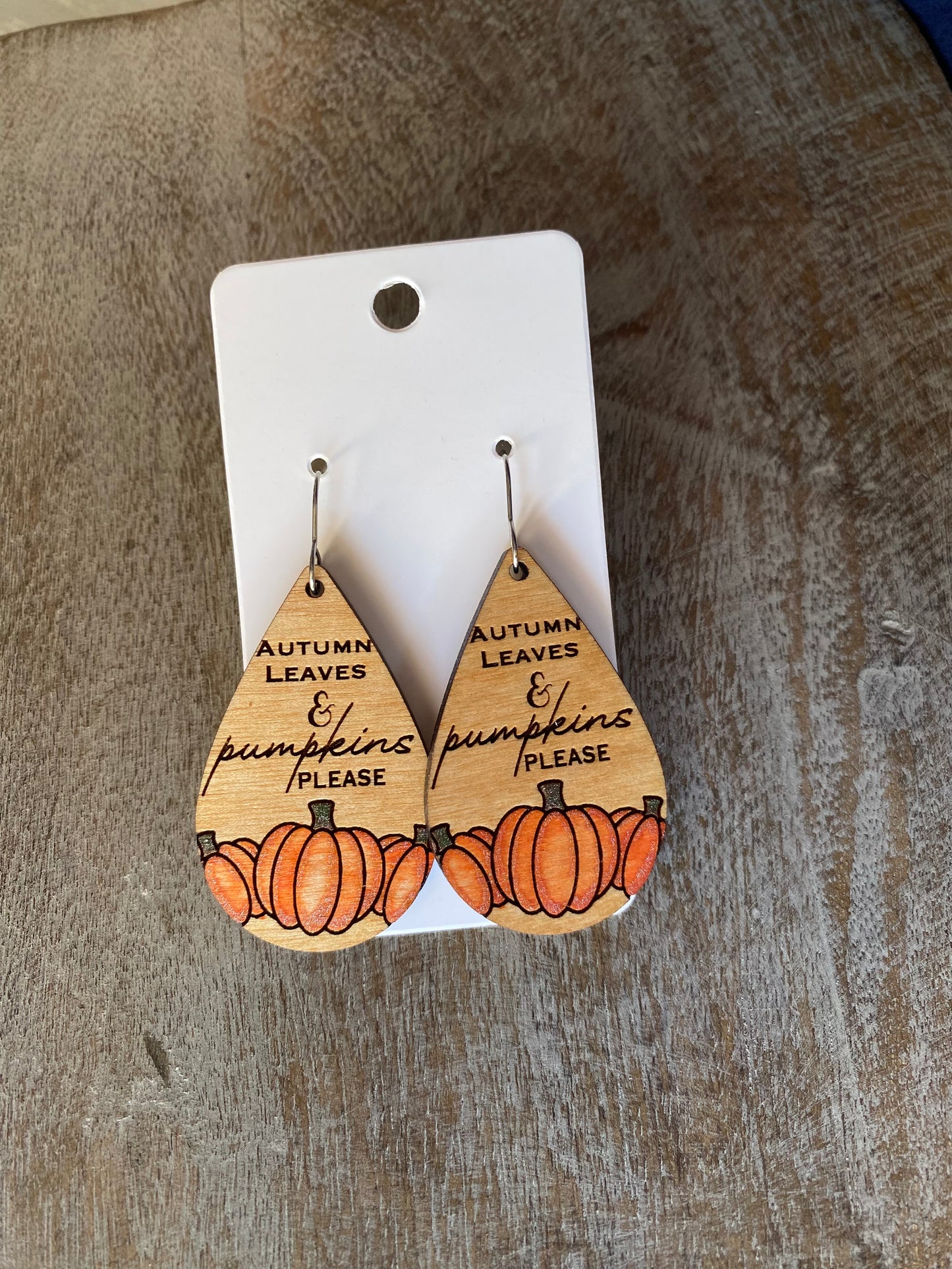 Wood Pumpkin Earrings