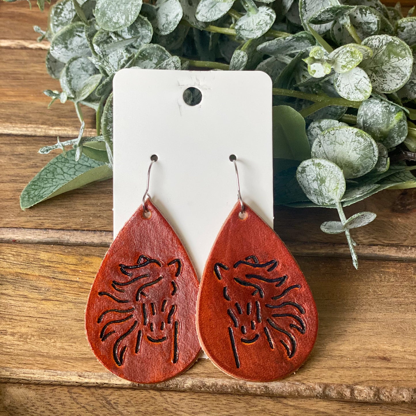 Stamped Horse Earrings