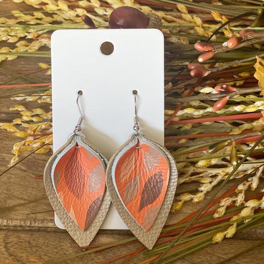 Double pinched leaf earrings