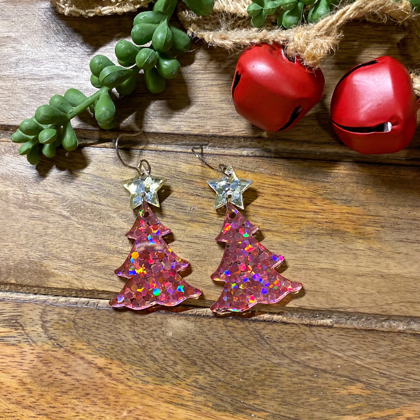 Acrylic Christmas Tree Earrings