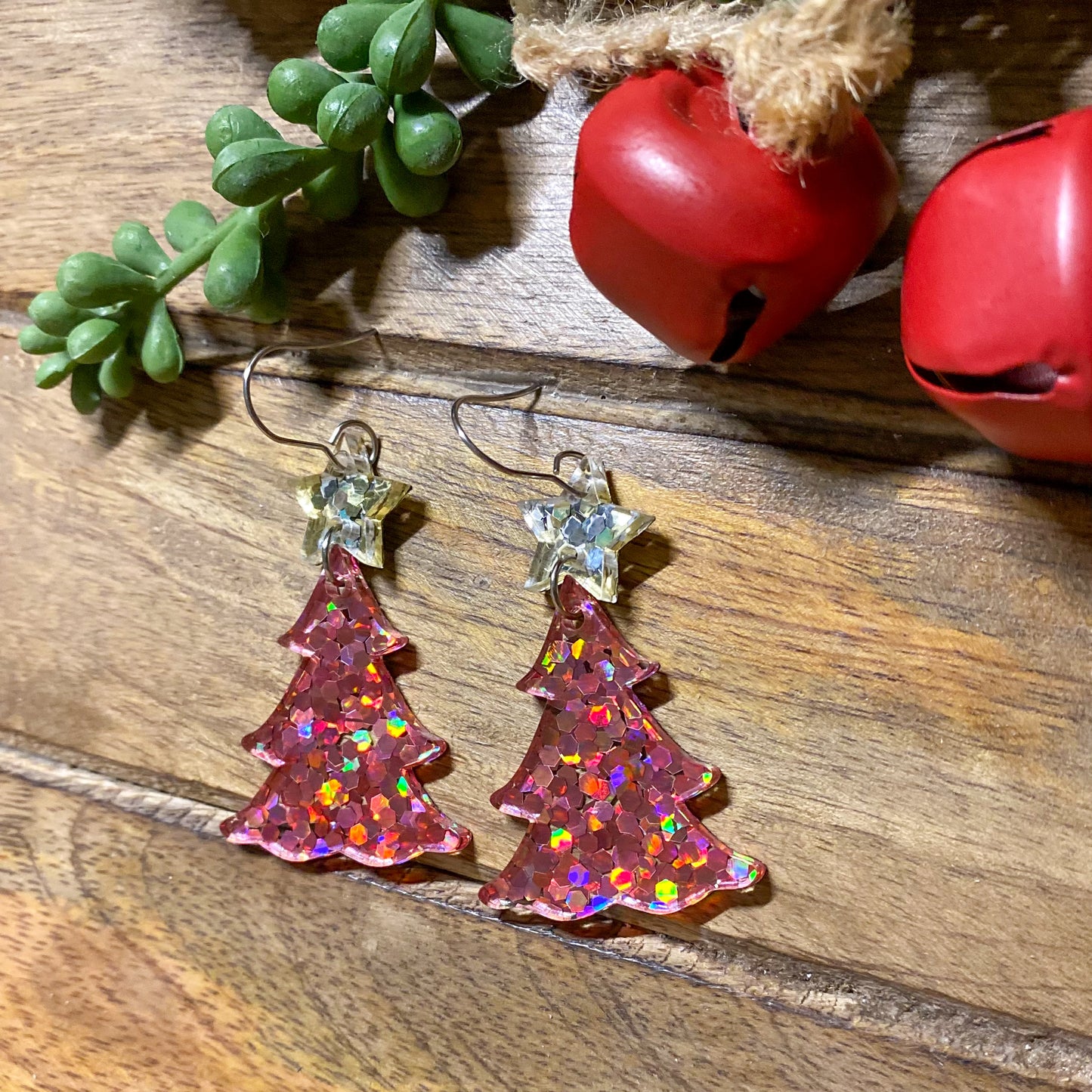 Acrylic Christmas Tree Earrings