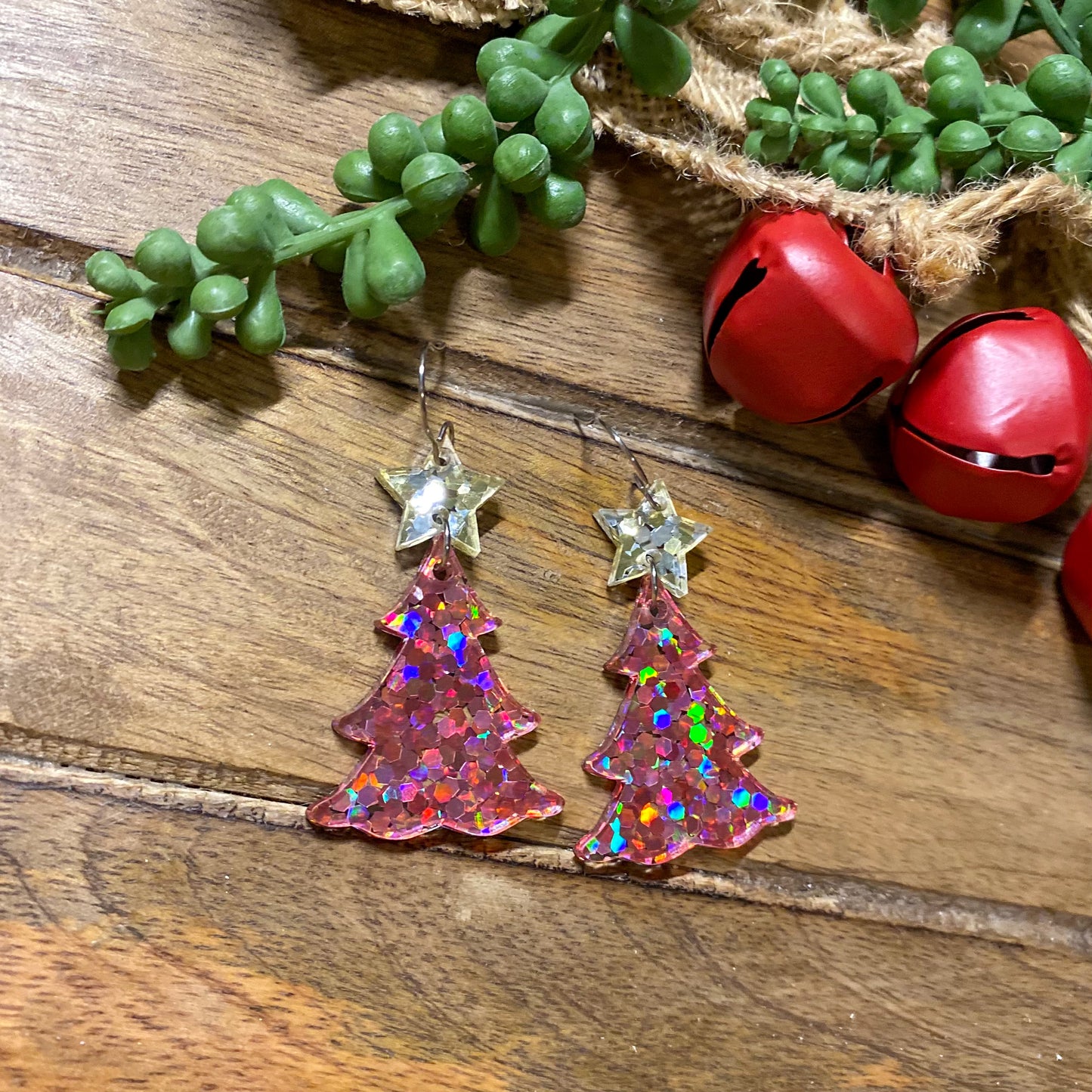 Acrylic Christmas Tree Earrings