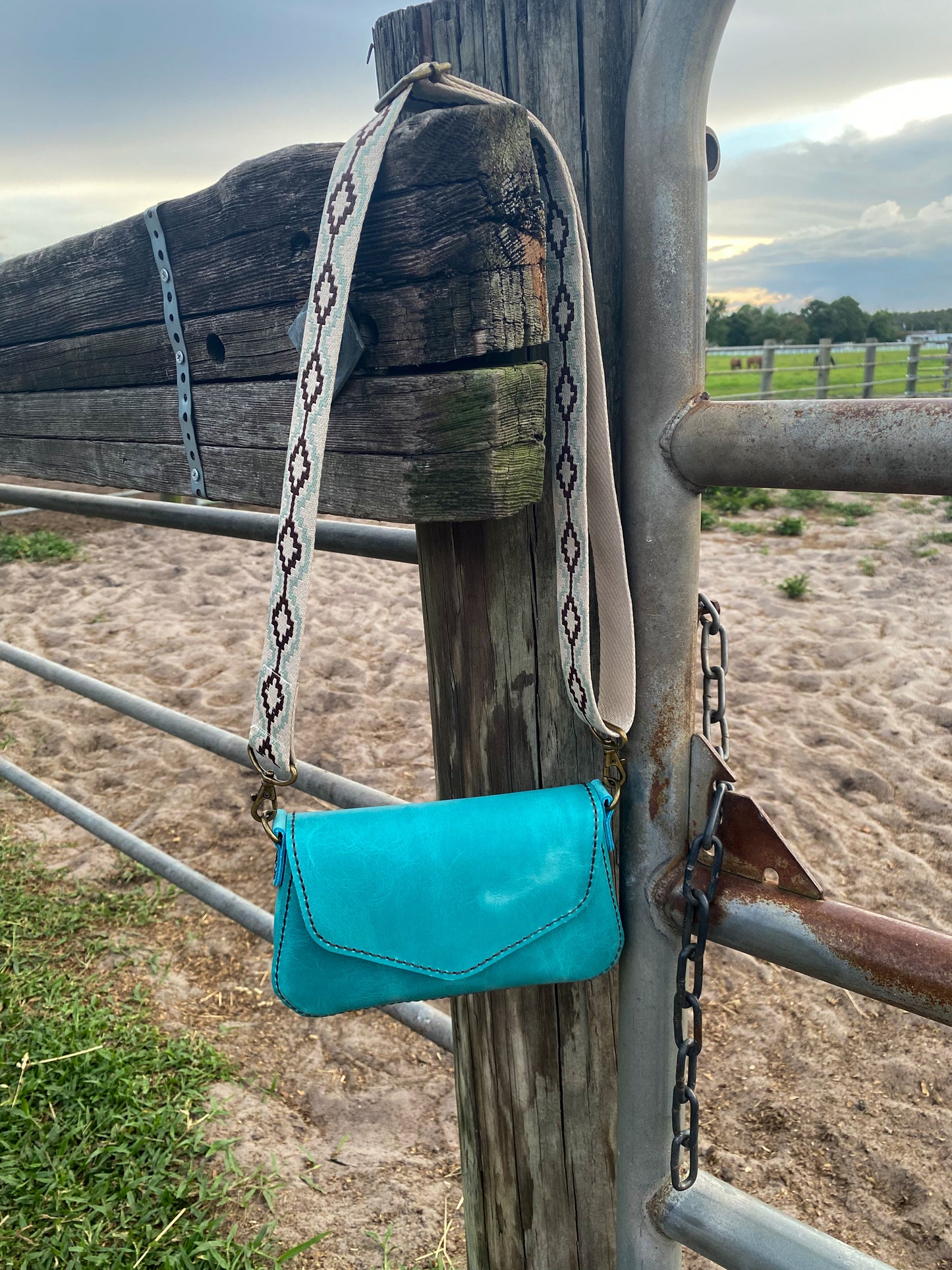Handcrafted Leather Clutch –Aqua