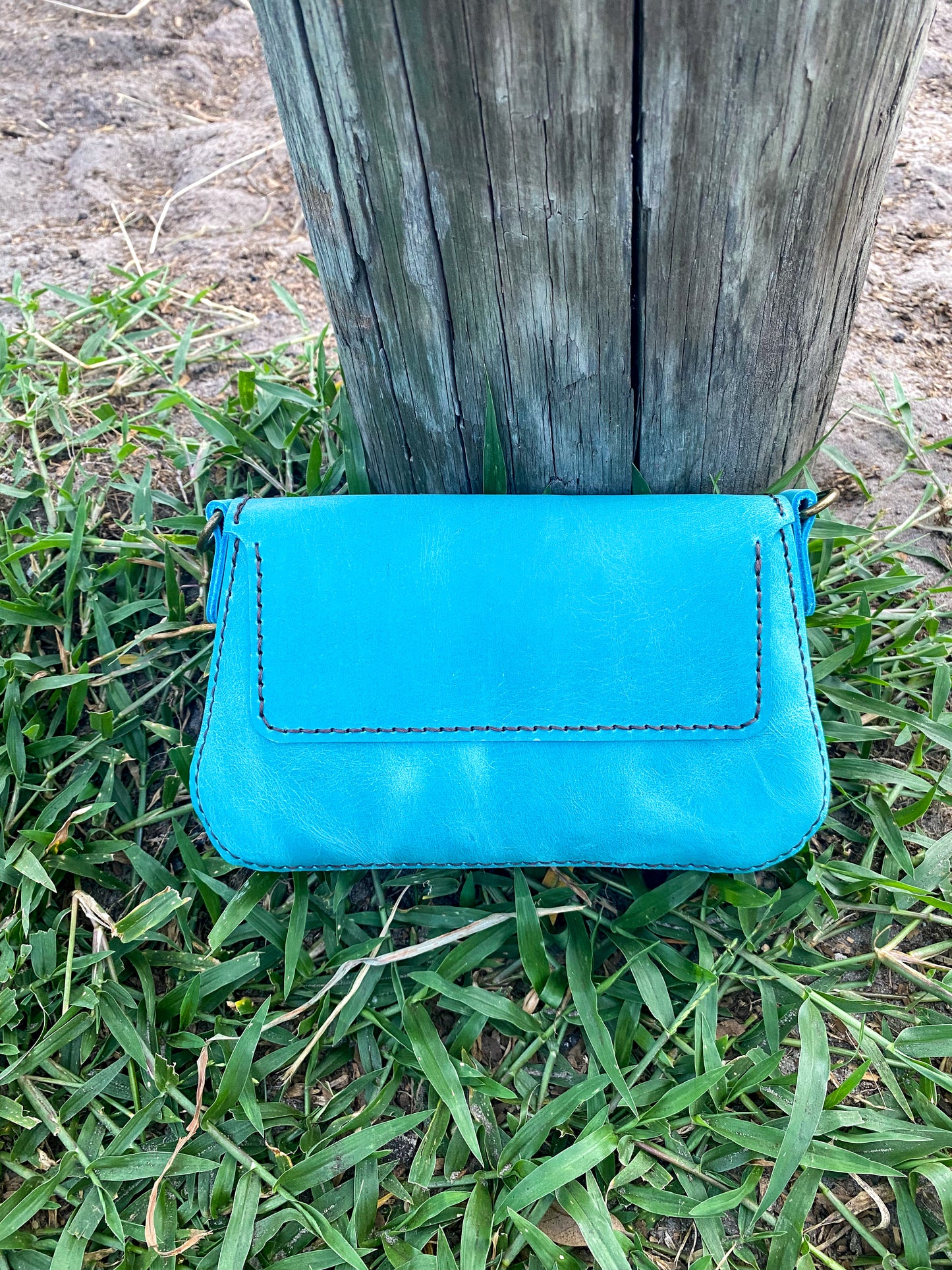 Handcrafted Leather Clutch –Aqua