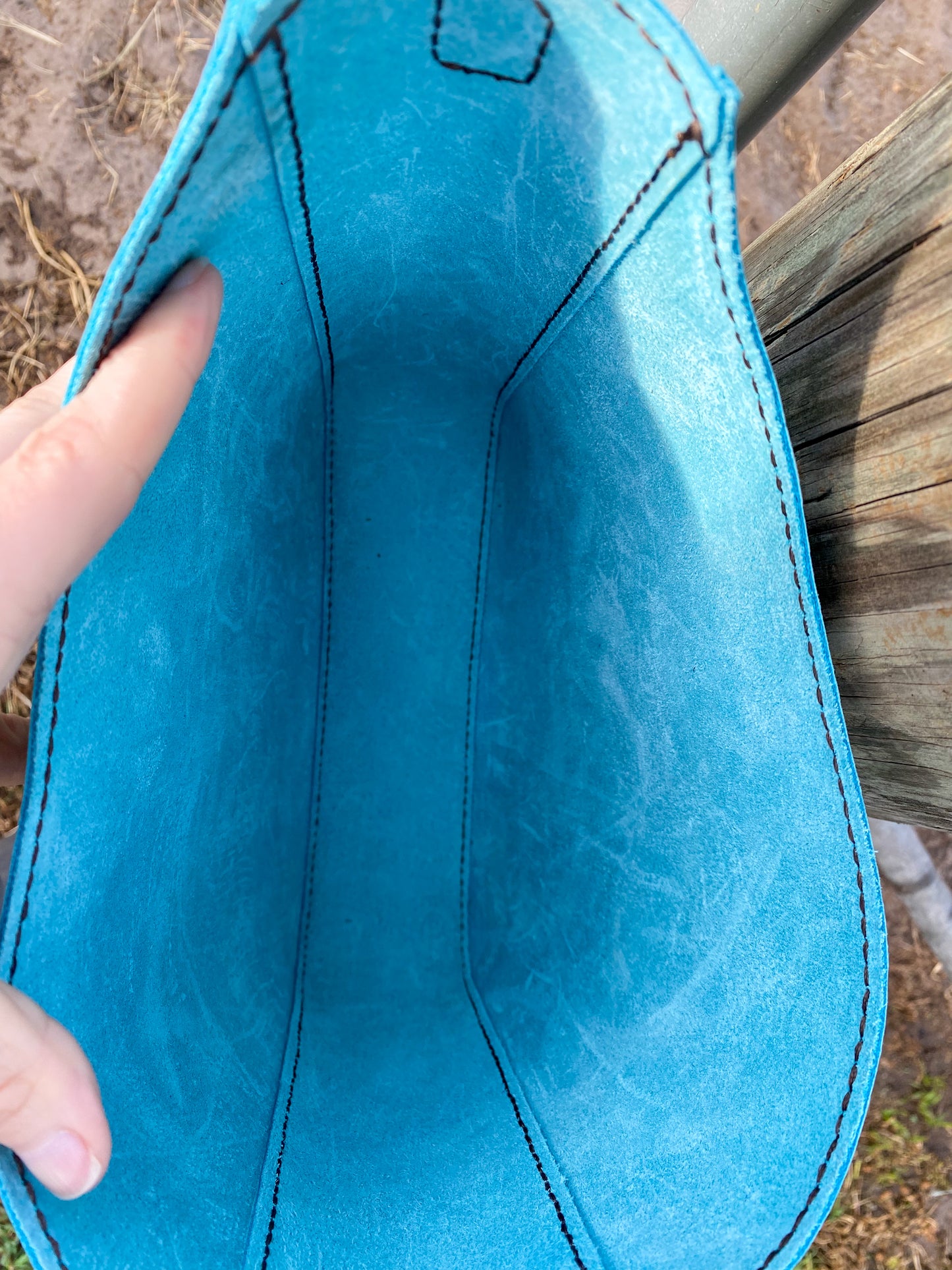 Hand-Crafted Leather Tote (Aqua)