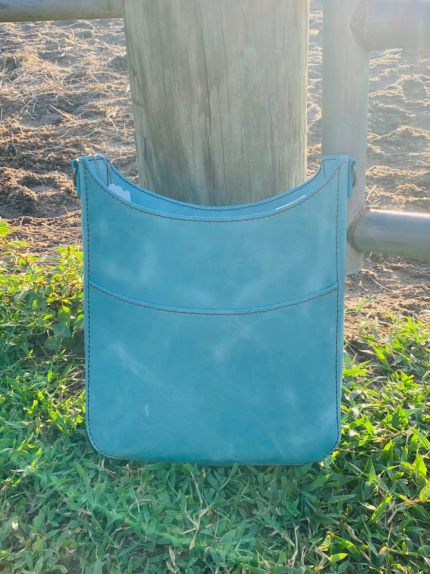 Turquoise Leather Tote