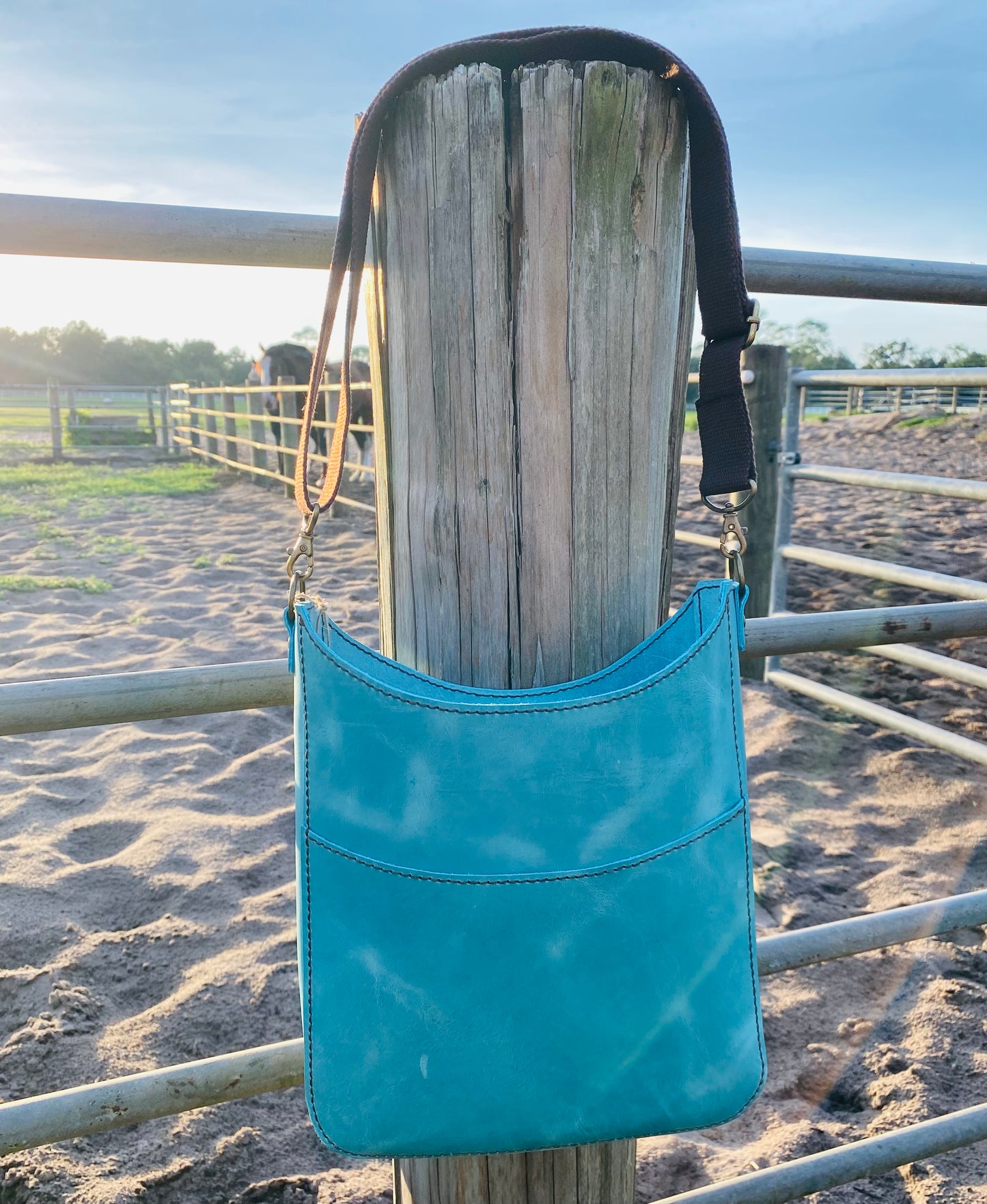 Turquoise Leather Tote
